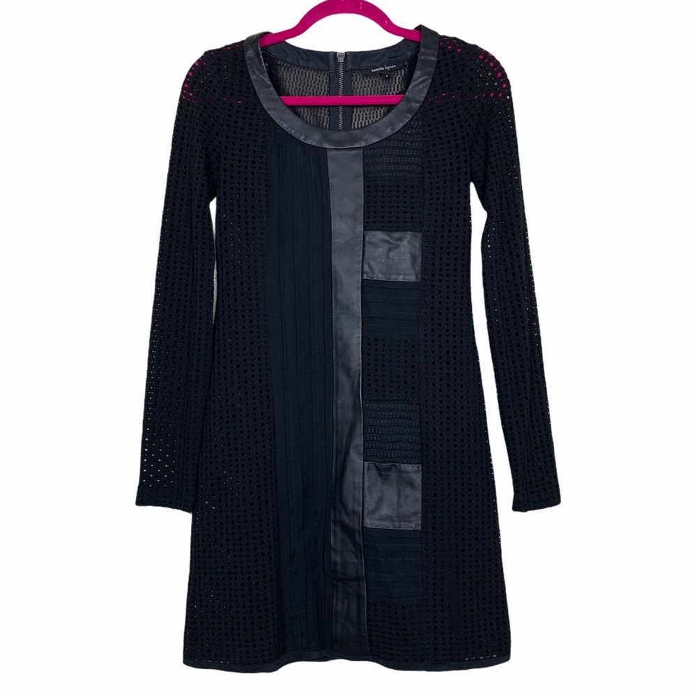 Nanette Lepore Black Mesh Silk Patchwork Dress 0